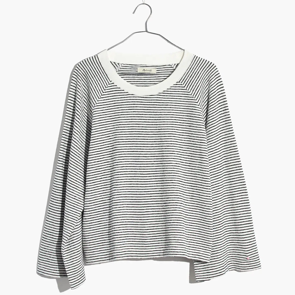 Madewell Women’s Medium Terry Raglan Sweatshirt in Stripe